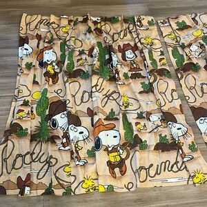 Vintage Sears Snoopy Peanuts Cowboy Round Up Curtains 1966